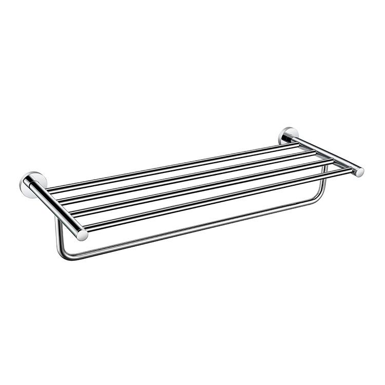 60 Series Model 304 Stainless Steel Wall-Mounted Towel Rack with Mirror Finish & Towel Ring