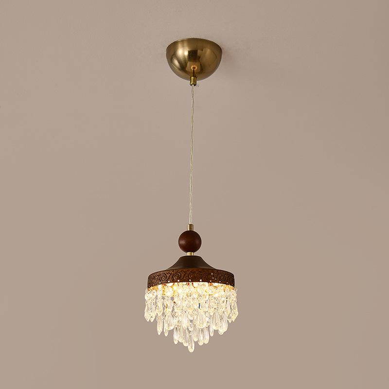 Walnut Retro Chandelier, Eye-Protective Lamp for Chinese Restaurant, Bar, Bedside, or Study.