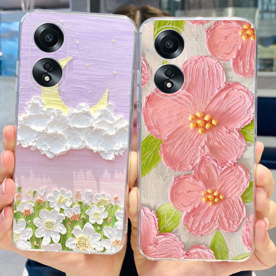 For Cover Oppo A58 4G CPH2577 Case Love Heart Butterfly Cover Shell For Oppo A78 5G 4G CPH2565 Soft Clear TPU Bumper Etui