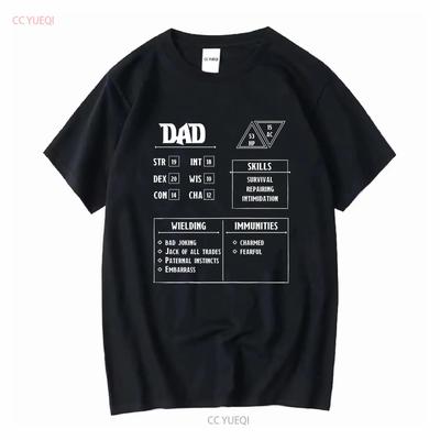 Dad Character Sheet T Shirt DnD Role Playing Vintage Washed Stylish Casual Homme Top For Everyday Wear Fashion Graphic Soft