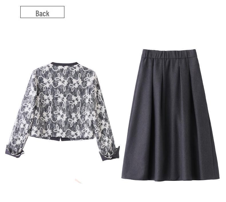 Spring 2025 Women's Embroidered Two-Piece Set: Short Jacket & Half Skirt