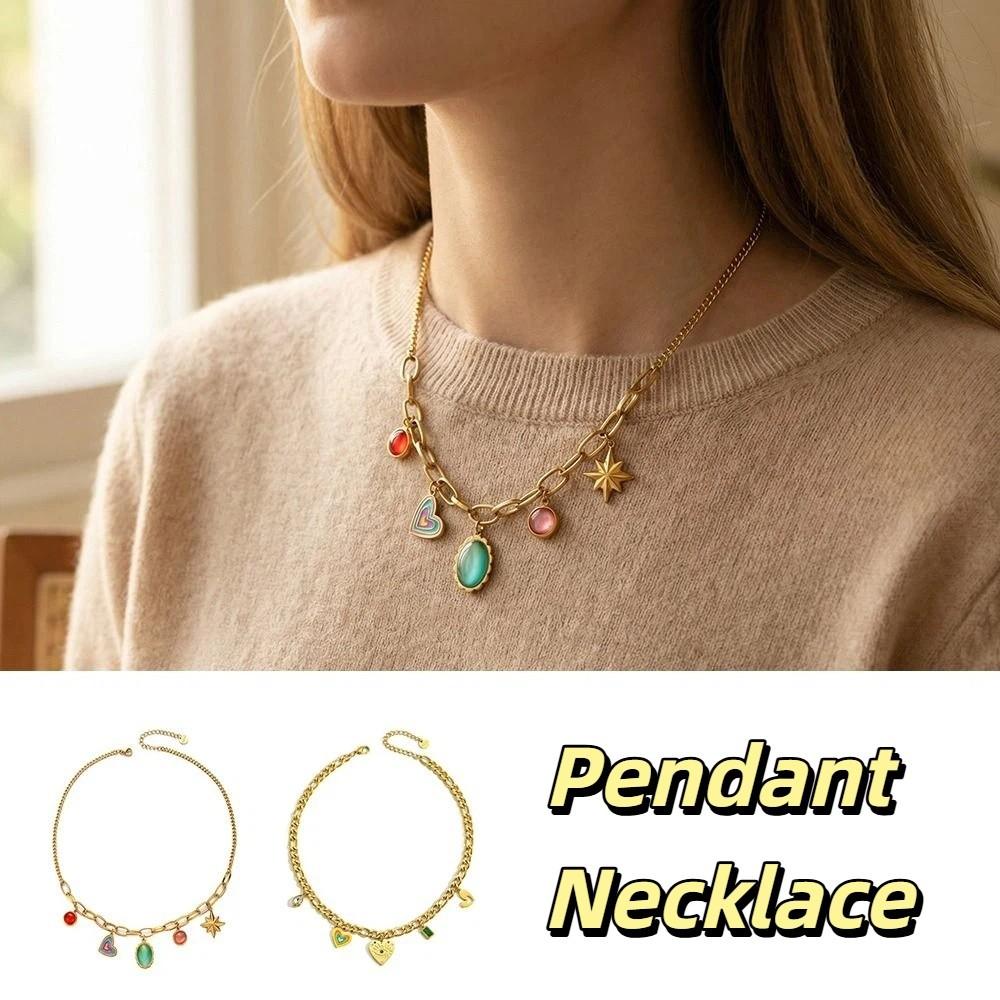 Golden Neck Chain Stainless Steel Charm Chain New Fashion Pendant Necklace  Birthday Gift
