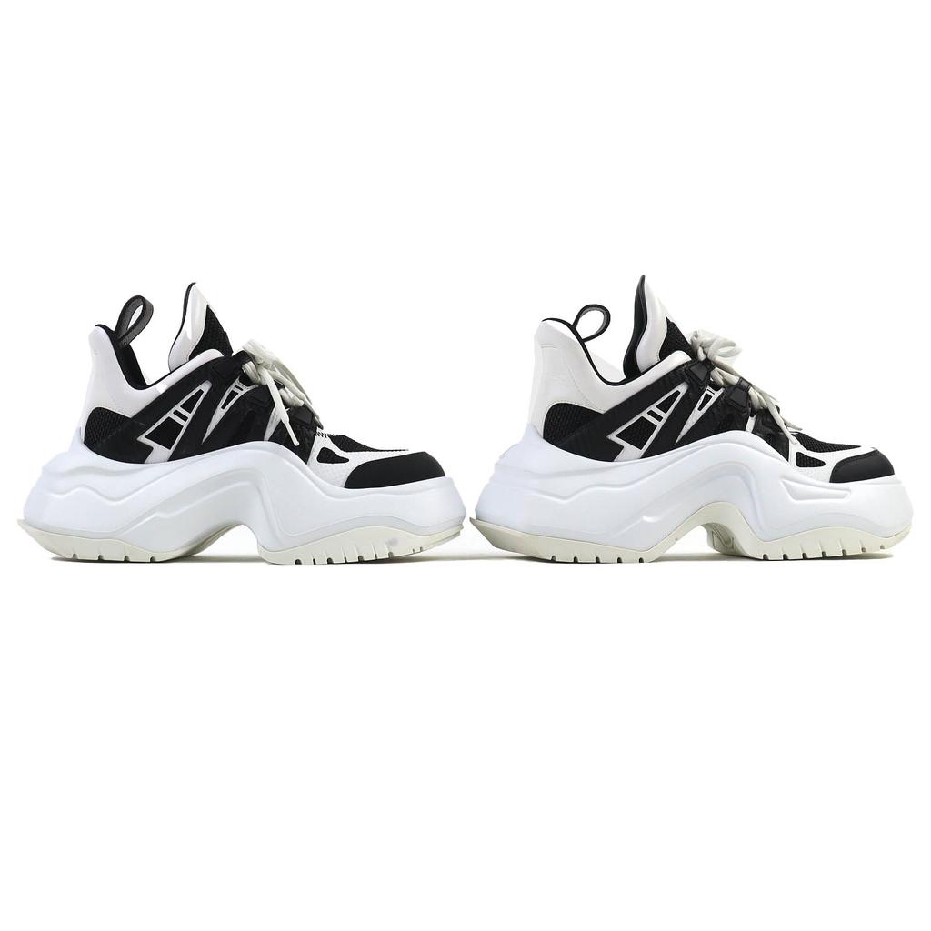 Great LOUIS VUITTON Sneakers White Black Women 36.5 Used