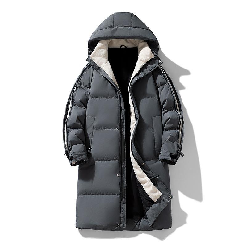 Long Knee Down Jackets for Men and Women, Winter New High-end% White Duck Down, Black and White Striped Jacket