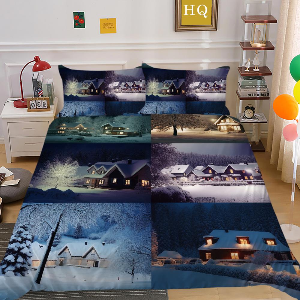 Christmas Printed Bedspreads Twin Size Microfiber Bedding Cover Teens Luxury Design Fashion Duvet Cover Set