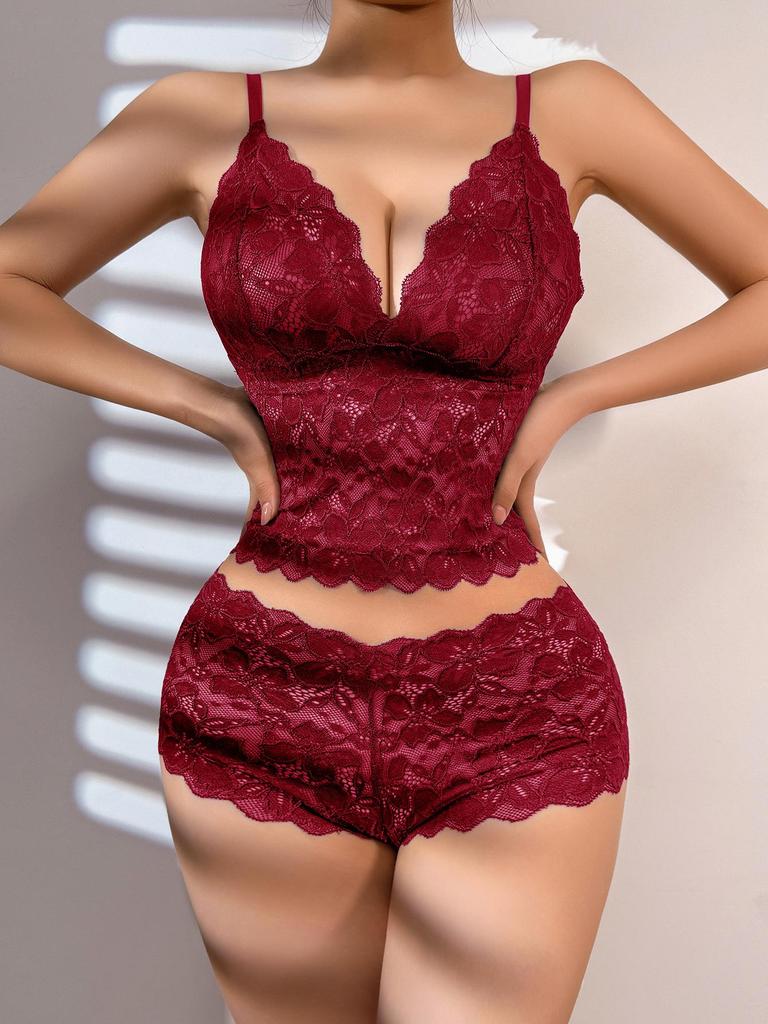 Conjunto Sexy de Renda Sem Fio para Mulheres