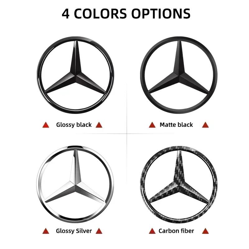 AABII1 1pcs 52mm 57mm Car Steering Wheel Logo Sticker Emblem For Mercedes Benz AMG W176 W202 W204 W205 W210 W211 CLA CLK CLS GLA GLC
