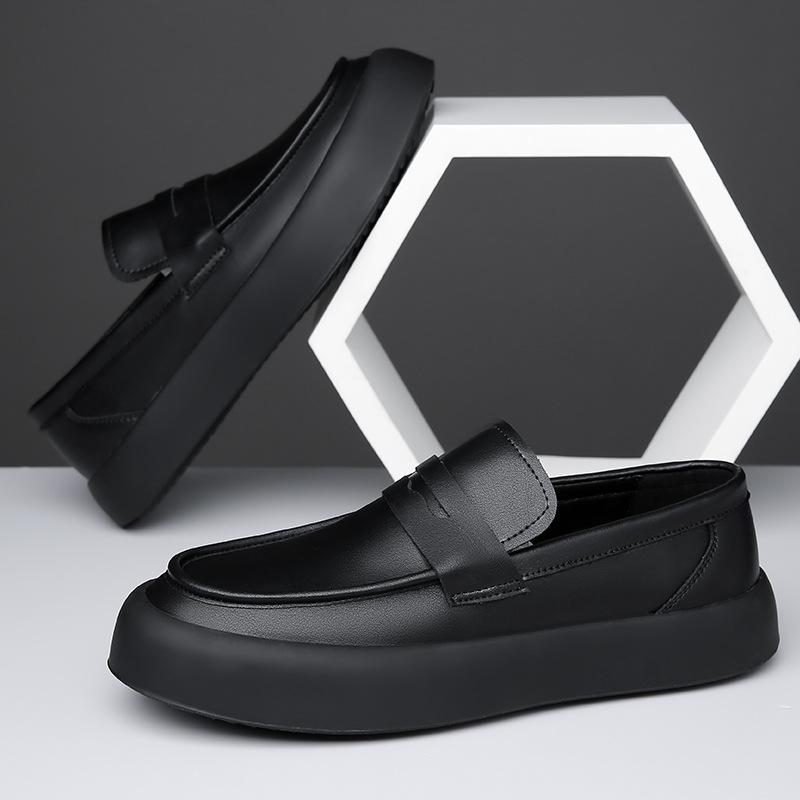 ModeNeue Mode Leder Plateau Slipper für Herren Designer Weichsohlige Einfarbige Frühling Herbst Business Herrenkleiderschuhe