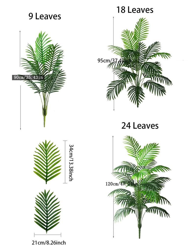60-120cm Große Künstliche Palme Tropische Falsche Pflanzen Grüne Plastik-Palmblätter Großer Monstera Baumzweig für Heim-Gartendekor