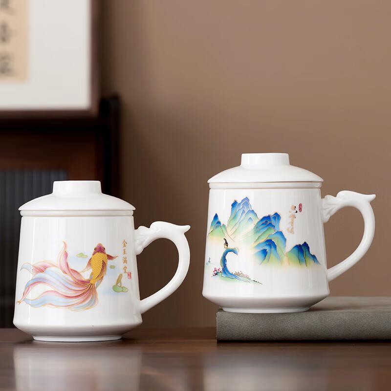 Mutton Fat Jade White Porcelain Office Cup