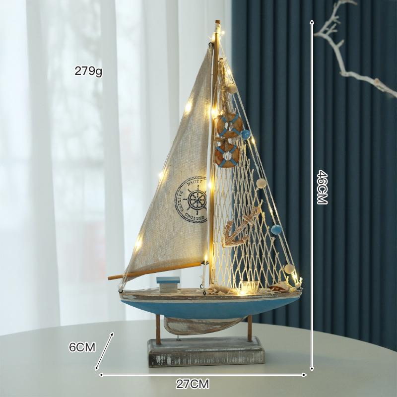 Porzellan Segelschiff Modell im mediterranen Stil - Kreative Holz Heimdeko Ornamente