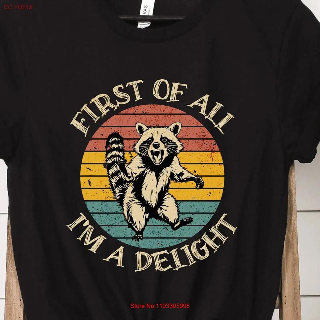 First Of All Im A Delight T Shirt Opossum Lover Angry Possum Sarcastic Vintage Graphic Stylish Stretched Fashion