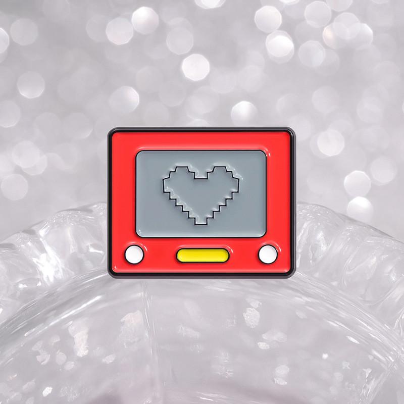 Geometric Red Decorative Heart Brooch With Fun Cartoon Design For Lovers Fashion