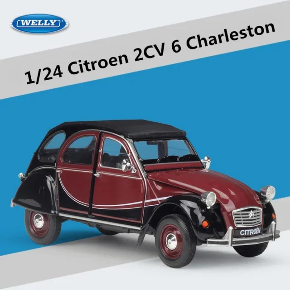 Welly 1/24 Citroen 2CV 6 Charleston Alloy Classic Vintage Car Model Diecast Metal Toy Classic Car Model Collection Gift