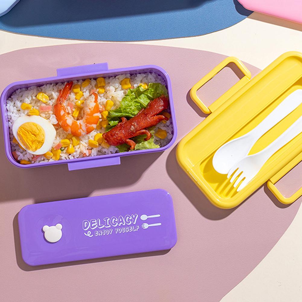 Kids Microwaveable Cartoon Lunch Box For School Reusable Meal Preps Containers With Fork Spoon For School Lunch