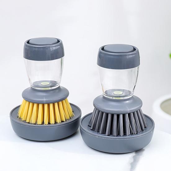 Pan Cleaning Brush Refillable Non-scratch Standing Type Kitchen Soap Dispensing Scrub