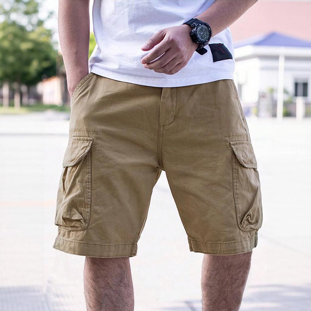 Men's Summer Multi-Pocket Cargo Shorts Men's Casual Fashion Color Loose Cargo Shorts