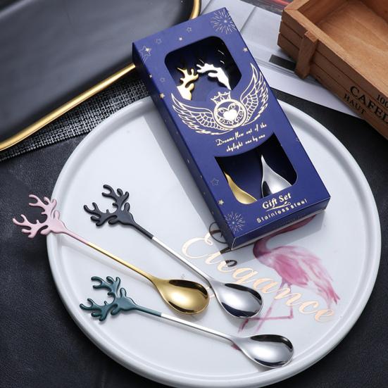 Deer Head Shape Stirring Spoon Multifunction Safe 304 Stainless Steel Spoon