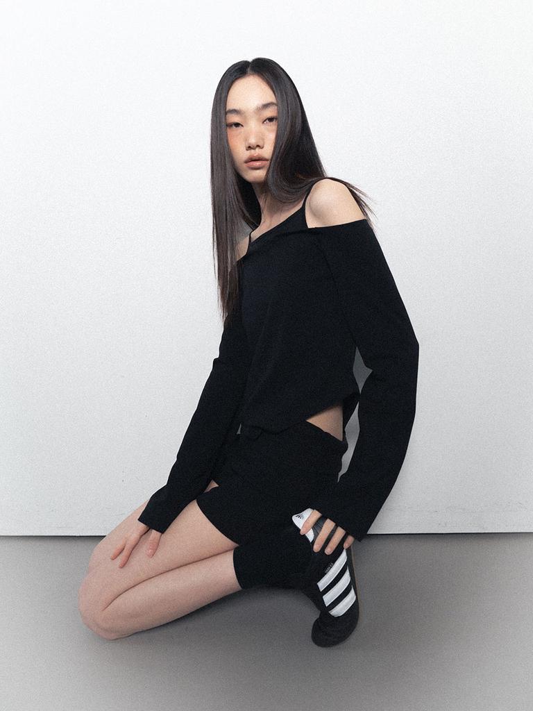 Visus Fold Over Shorts_Black