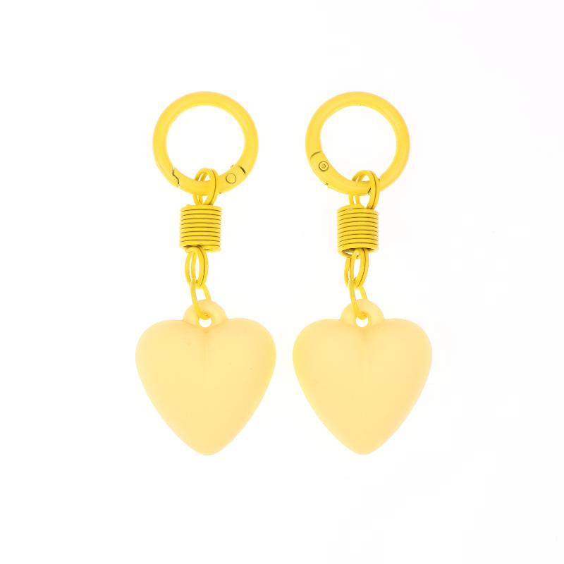 2Pcs Cute Candy Color Heart Keychain Korean Simple Love Keyring Bag Pendant Hanging Decoration Car Key Holder Couple Gifts