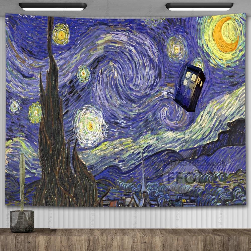 Katsushika Hokusai Starry Night Van Gogh Paintings Wall Tapestry Kanagawa Great Wave Tapestrys Room Decor Aesthetic Dorm Posters