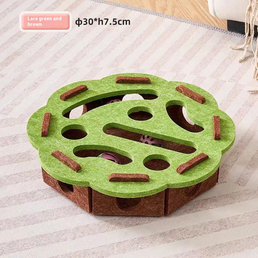 Pet Cat Puzzle Maze Holes Toys Felt Box With Bell Ball Kitten Playing Toys Interactive Funny Combination Set Cat Supplies