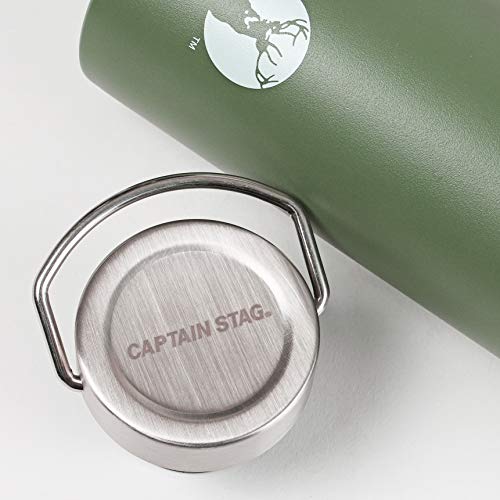 Captain Stag Sports Bottle Water Direct Drinking Double Stainless Vacuum Insulation Heat Retention Cold HD 1000ml Antique Green UE-3528