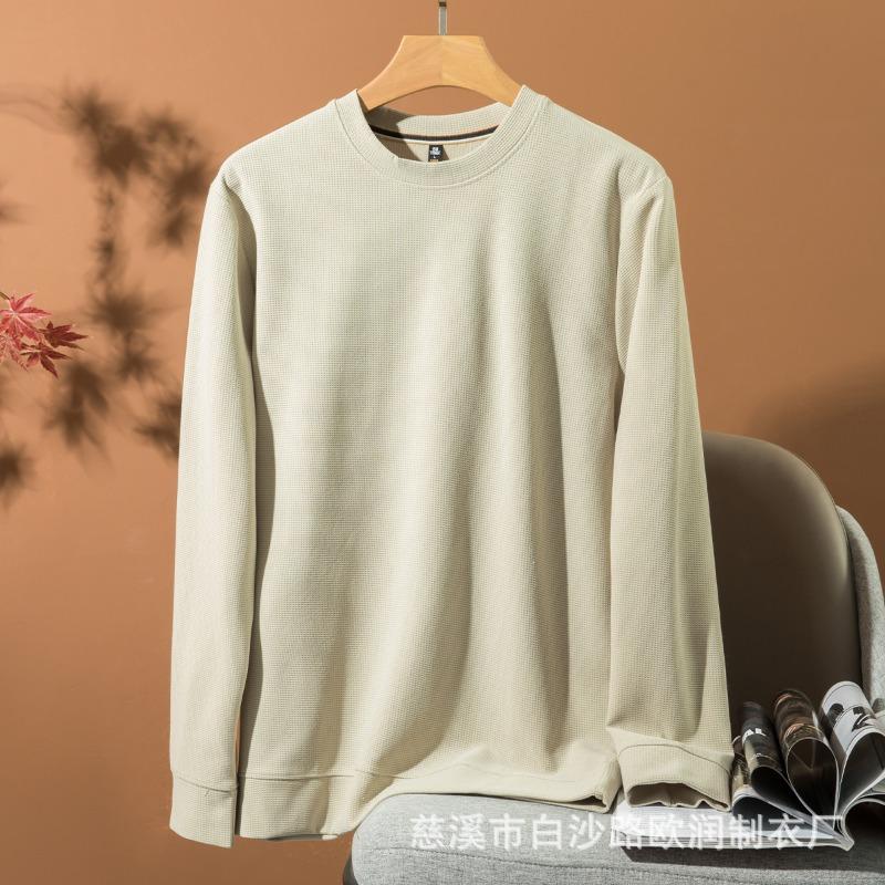 Long-sleeved sweatshirt popular solid color round neck T-shirt autumn and winter bottoming shirt men's tops