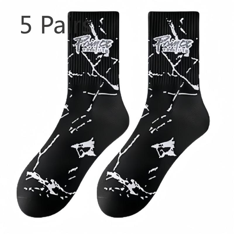 5 Pairs of Men's Spring and Autumn Pure Cotton Tube Deodorizing New Youth Sports Basketball Socks