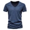 Summer Short Sleeve Cotton Tee Shirt Men V Neck Solid Sports T Shirts Men's Black White Tops