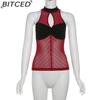 BITCED Summer Women's Fashion Sexy O-Neck Sleeveless Mesh Tank Top