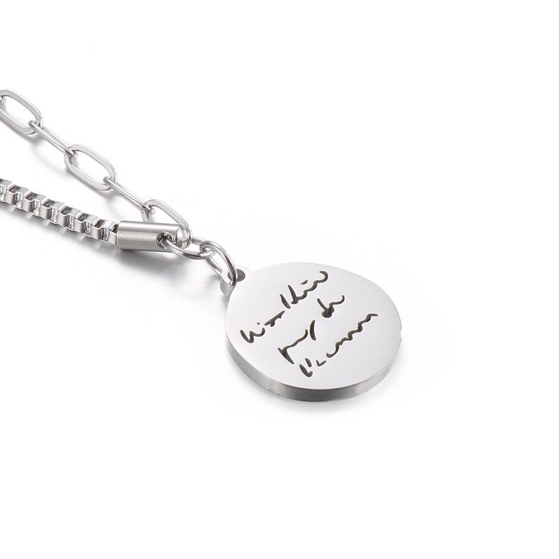 Niche Design Round Brand Carving Pendant Necklace