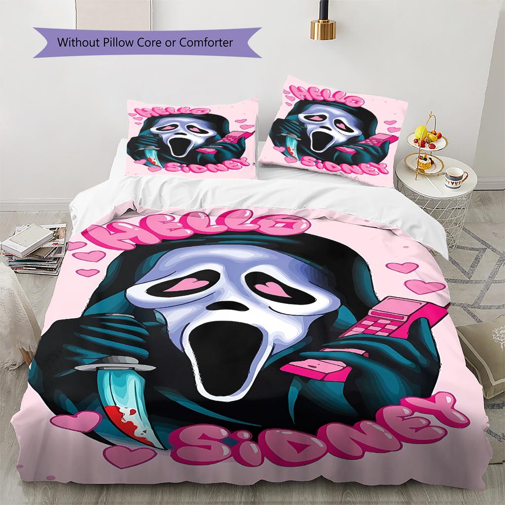 Scream Pattern Bedding,Quilt Set Quilt Cover Pillowcase Home Birthday Gift (1 * Duvet Cover + 2 * Pillowcase, Without Core)