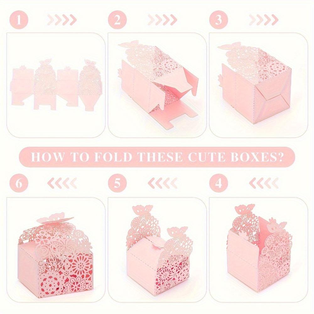 50pcs Laser Cut Favor Boxes Floral Favor Boxes Party Favor Boxes for Bridal Anniverary Wedding Party Favor Pink Small Business Supplies Packaging Box