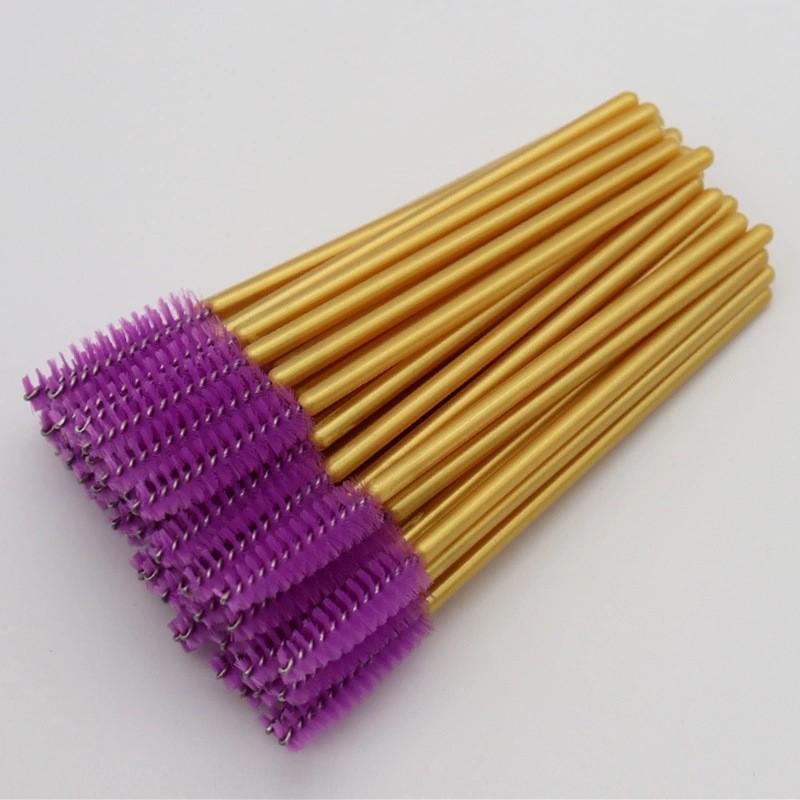 Pack of 50 Disposable Eyelash Brushes with Nylon Bristles, Solid Handle - Portable Eyebrow Brush and Eyelash Curler Makeup Tools.