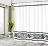 Abstract Shower Curtain, Simple Classic Greek Art Inspired Pattern Monochrome Athens, Cloth Fabric For Bathroom Decor