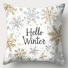 1pc Grey Christmas Cushion Cover Snowman Pine Printed Durable Cover 2025 New for Home Ornament Xmas New Year Christmas Decor