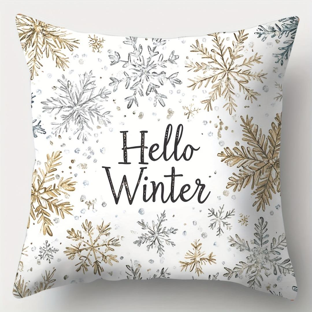 

1pc Grey Christmas Cushion Cover Snowman Pine Printed Durable Cover 2025 New for Home Ornament Xmas New Year Christmas Decor 45x45cm