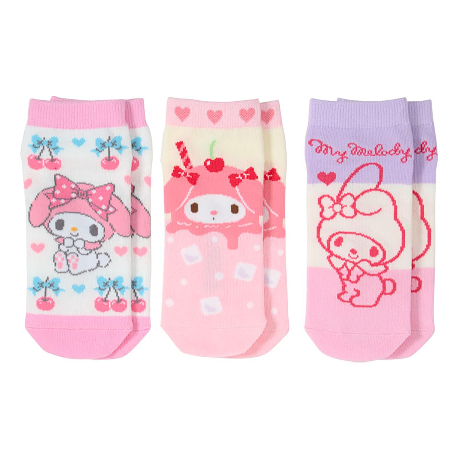 Sanrio Kids Sneaker Socks My 689378 3-Pair Set, Melody, 13-15cm,