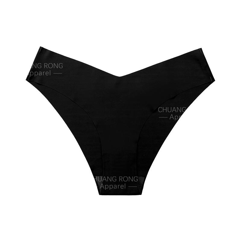 

European and American seamless ice silk plus small size underwear V-shaped low-rise pure cotton crotch breathable yoga briefs do not clip the buttocks XS чёрный
