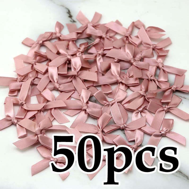 (50-Pack) 4x4cm Hot Pink Polyester Satin Ribbon Bows for DIY Crafts