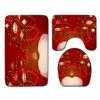 Christmas Shower Curtain Floor Mat Combination Four-Piece Set Bathroom Toilet Carpet Shower Room Mat Foot Mat