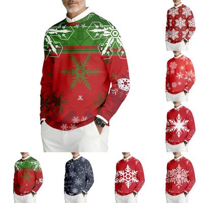 Men's Printed Round Neck Long Sleeve Ribbed Knit Sweatshirt