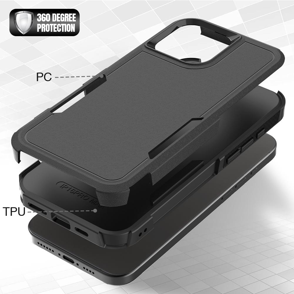 

For iPhone 16 Pro Max Case 2-in-1 PC+TPU Shockproof Phone Cover Dark Blue