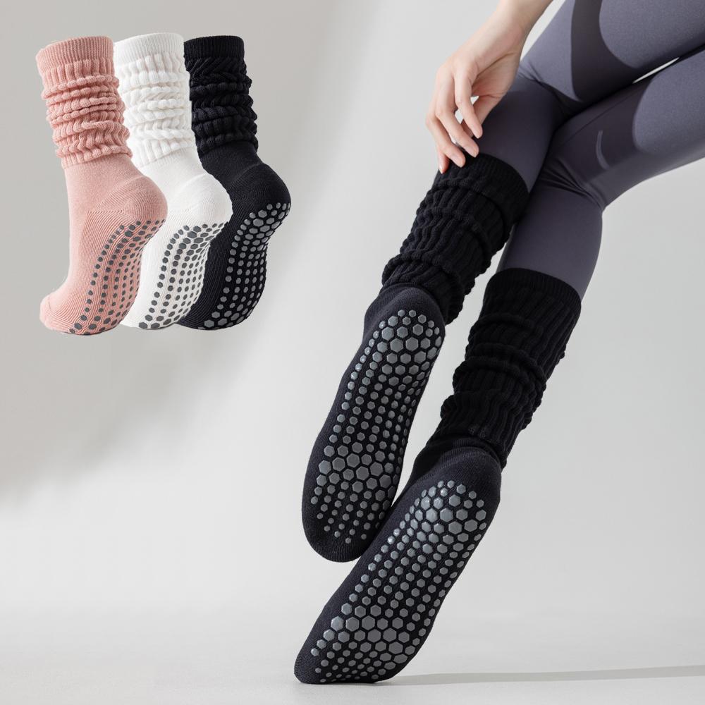 Seamless Custom Logo Grip Barre Trampoline Socks Ankle Pilates Non Slip Yoga Socks Compression Tube Pipe Slouch Crew Socks