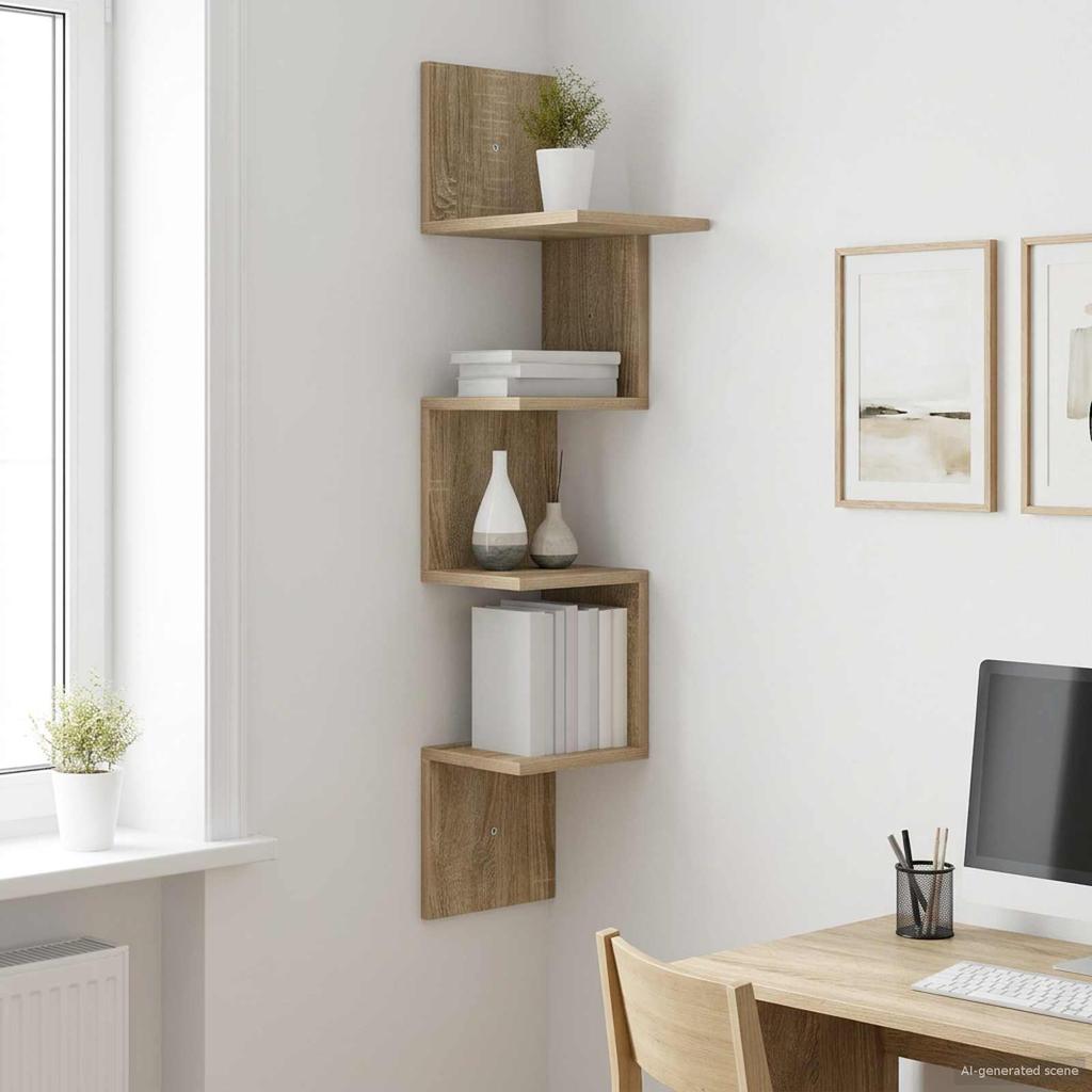 Wall Shelf Wall Mount Brown 32 x 21 x 107 cm Particleboard