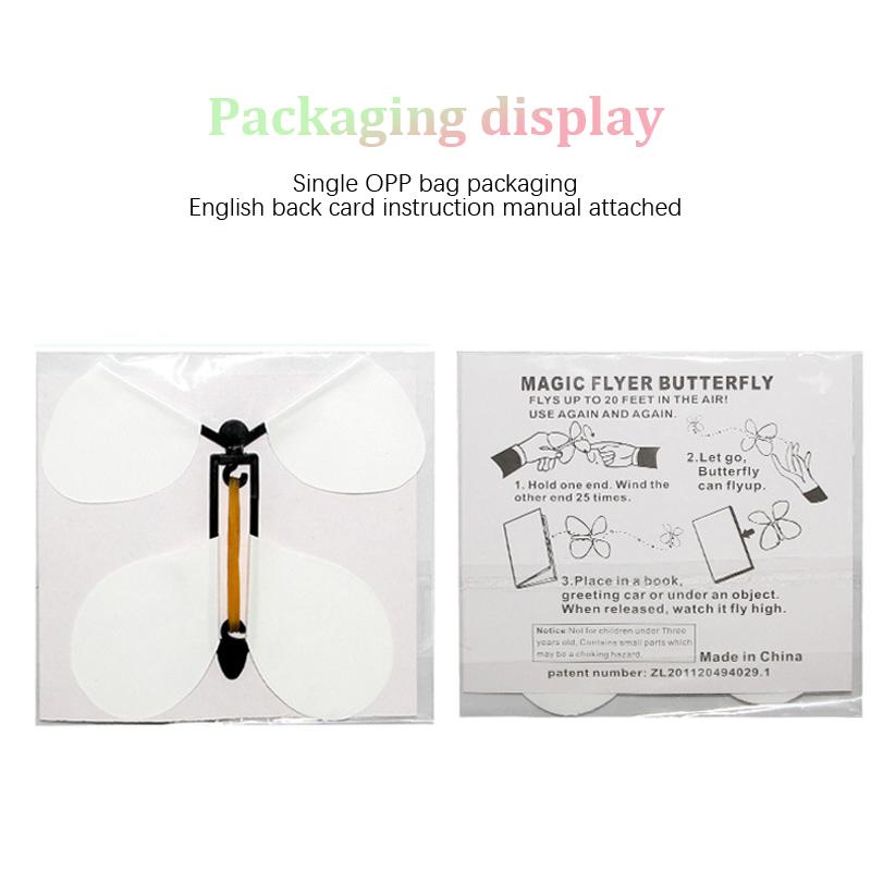 5Pcs White Magic Flying Butterfly Magic Props Rubber Band Powered Magic Butterfly Flying Toys Party Gifts Mischief Tricky Toys