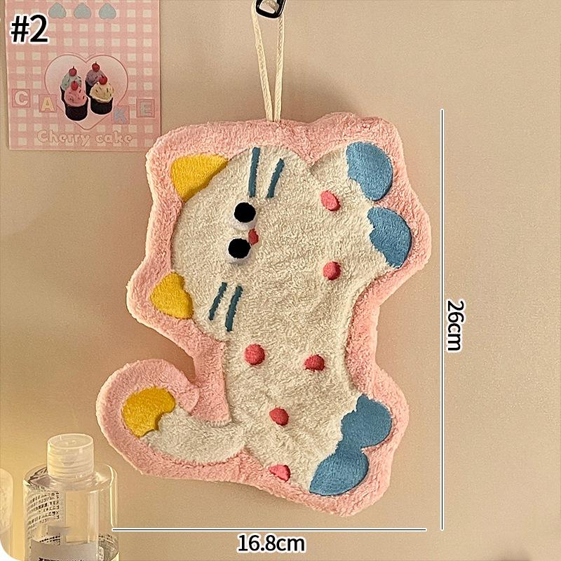 Cartoon Kawaii Kitten Hand Towel Super Absorbent Washing Hand Cloth Kitchen Bathroom Wall Hanging Towels Soft Handkerchief Rag