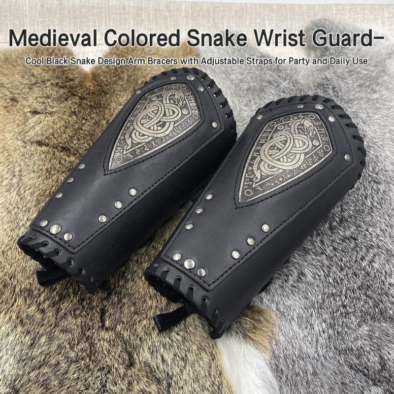 Halloween Medieval Arm Bracer with Embossed Pattern Adult Role Play Renaissances Pirate Knight PU Pirate Wristband