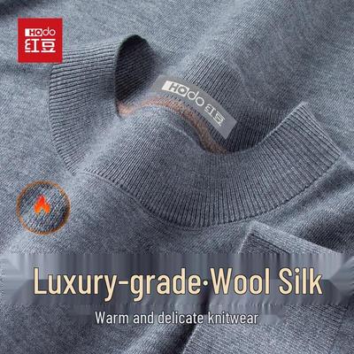 Hodo Men's Wool & Silk Blend Semi-High Collar Knit Sweater